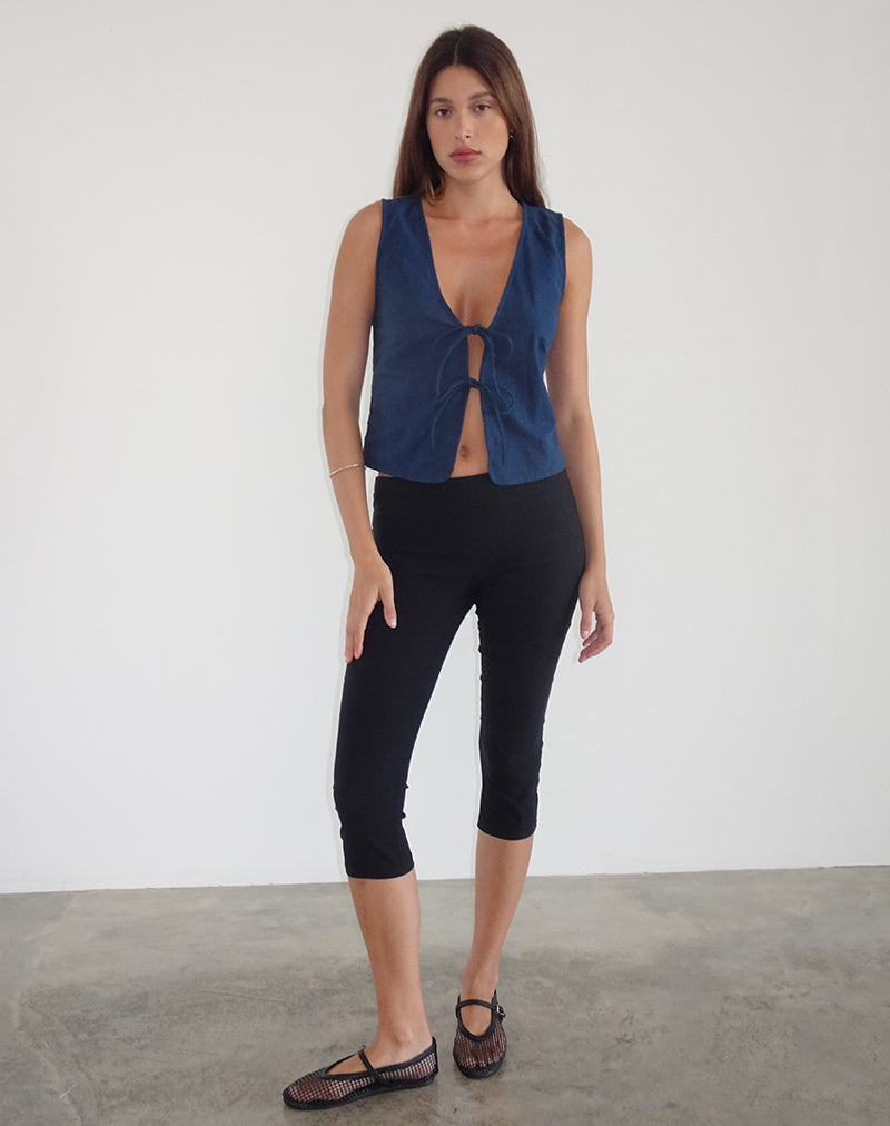 Image of Kayve Tie Front Top in Navy