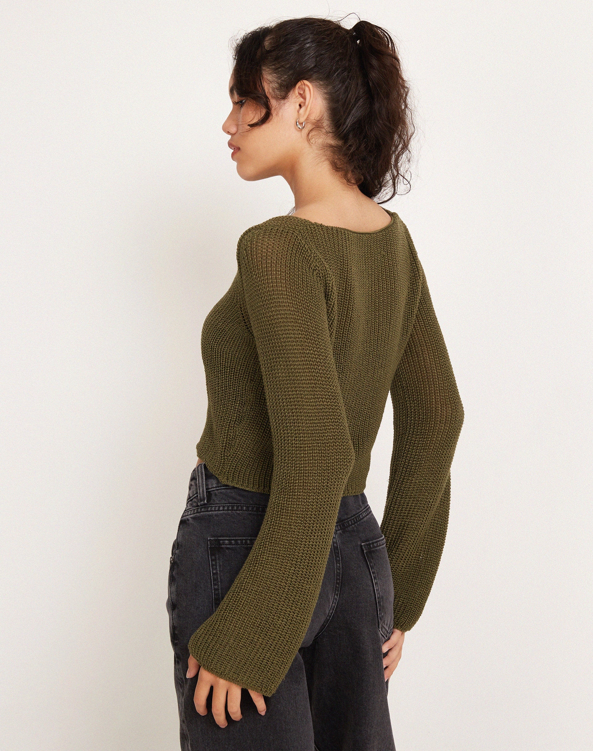 Chive Green Long Sleeve Knit Top | Kazayo – motelrocks-com-us
