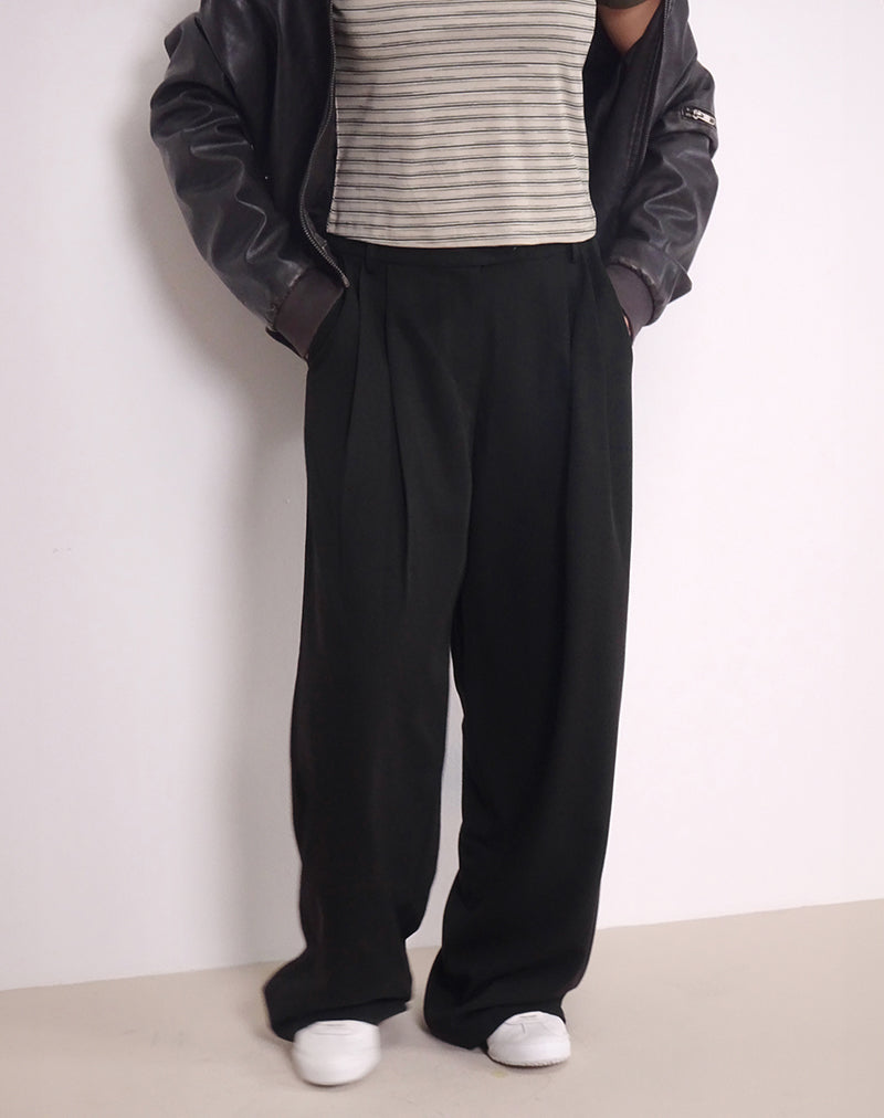 Black Oversized Wide Leg Trousers | Sakira – motelrocks-com-us