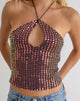 Image of Kelabu Halterneck Top in Sequin Knit Dark Brown