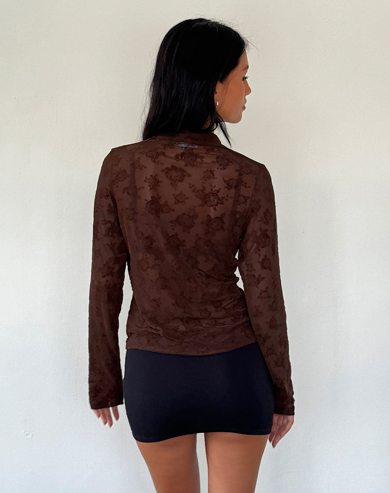 Image of Kenila Romantic Rose Shirt in Flock Brown