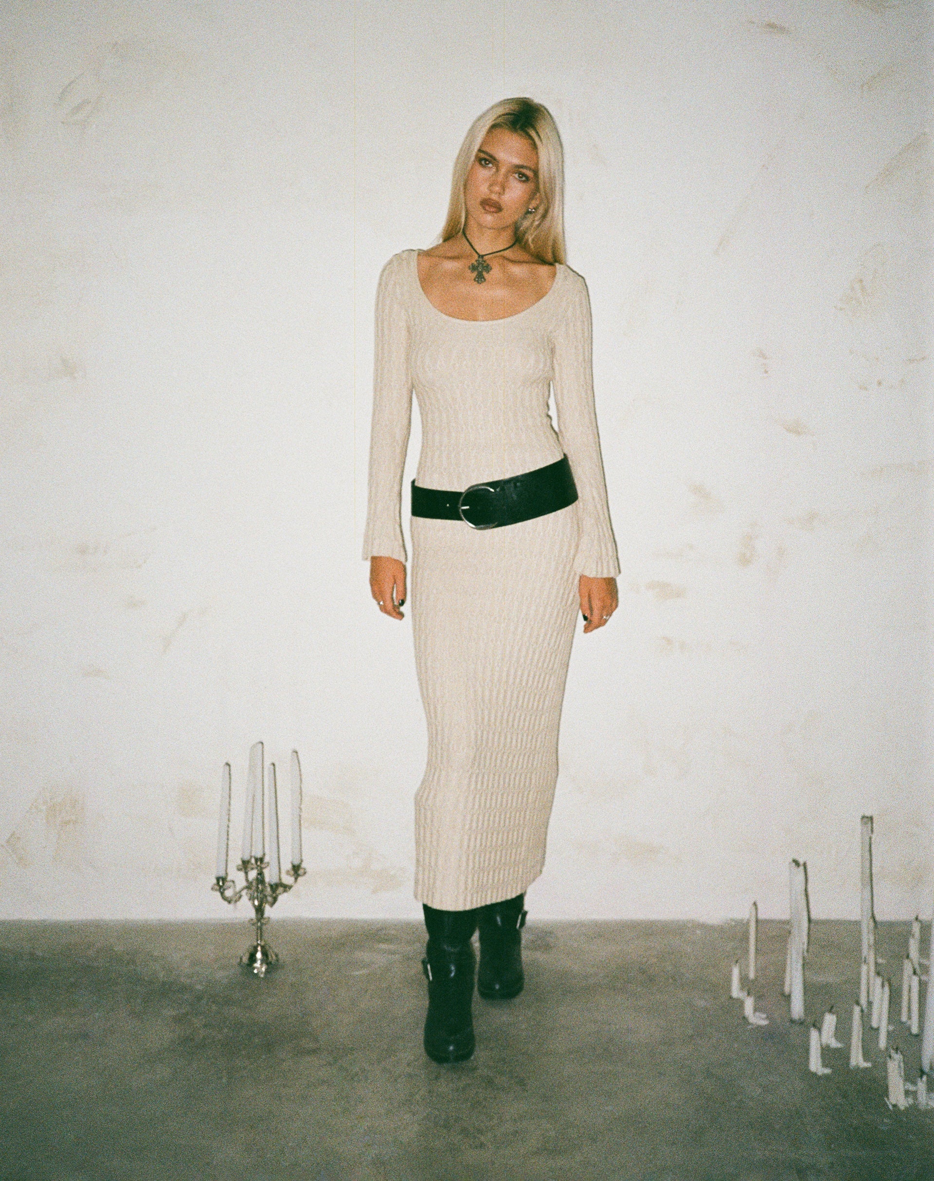 Kiasta Long Sleeve Maxi Dress in Neutral Knit Kiasta Long Sleeve Maxi Dress in Neutral Knit