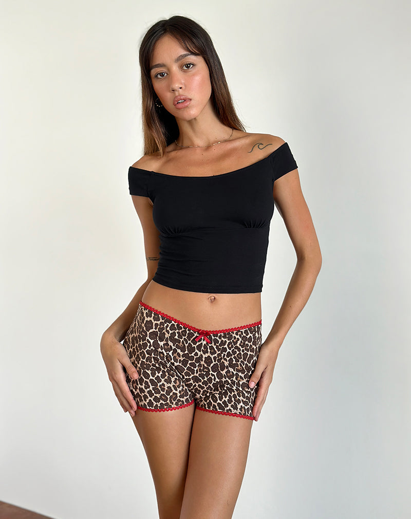 image of Kichi Shorts in Rar Leopard Sandstorm with Red Trim