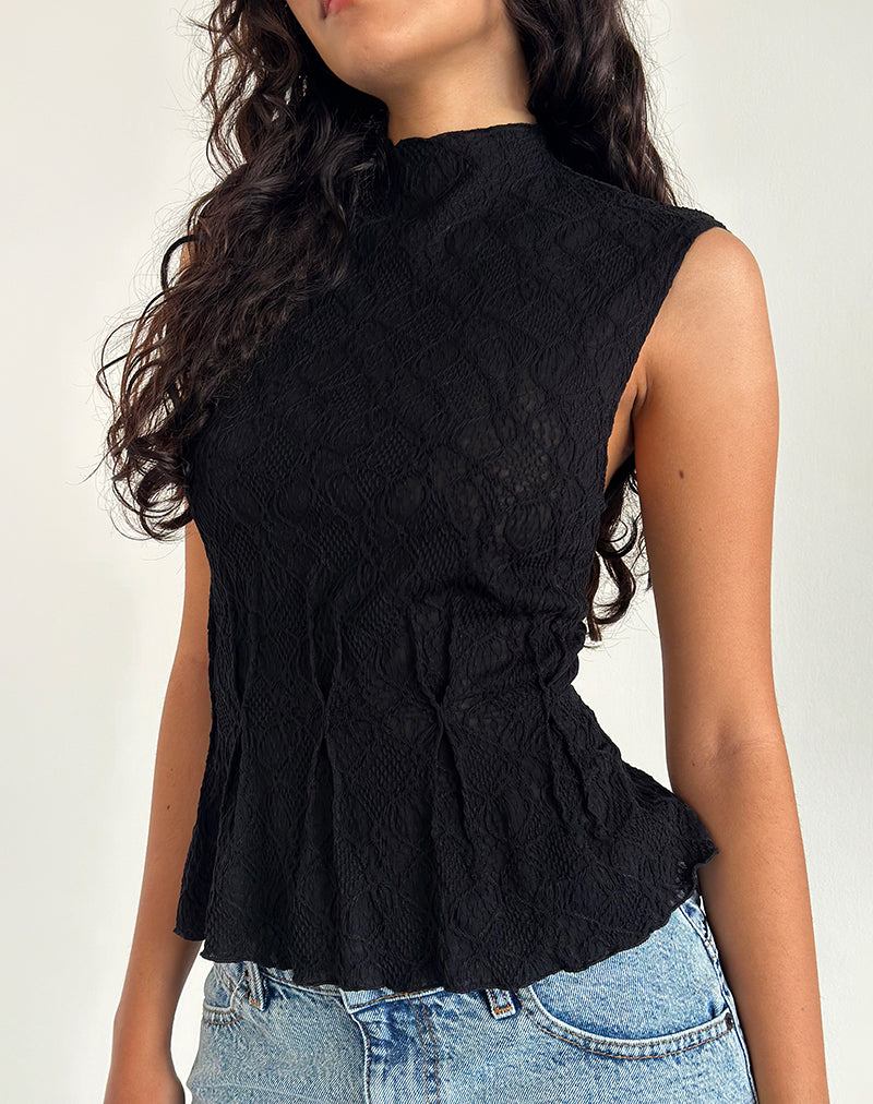 Kimbra Top in Textured Black