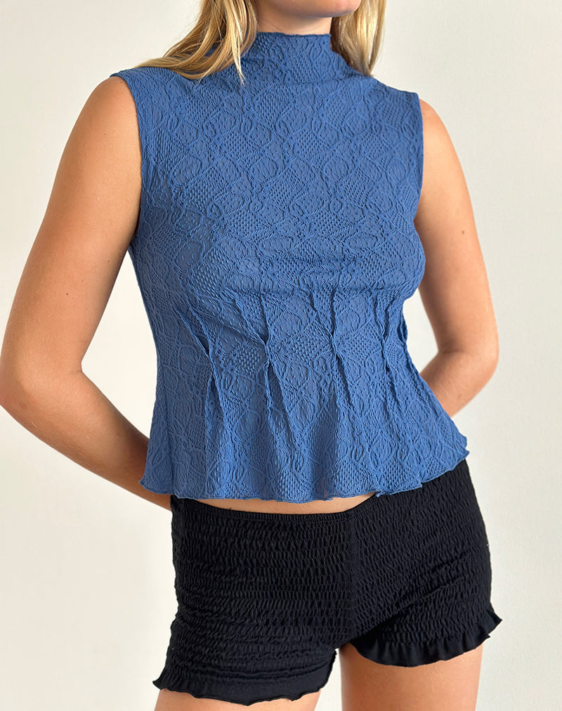 Kimbra Sleeveless Top in Textured Blue