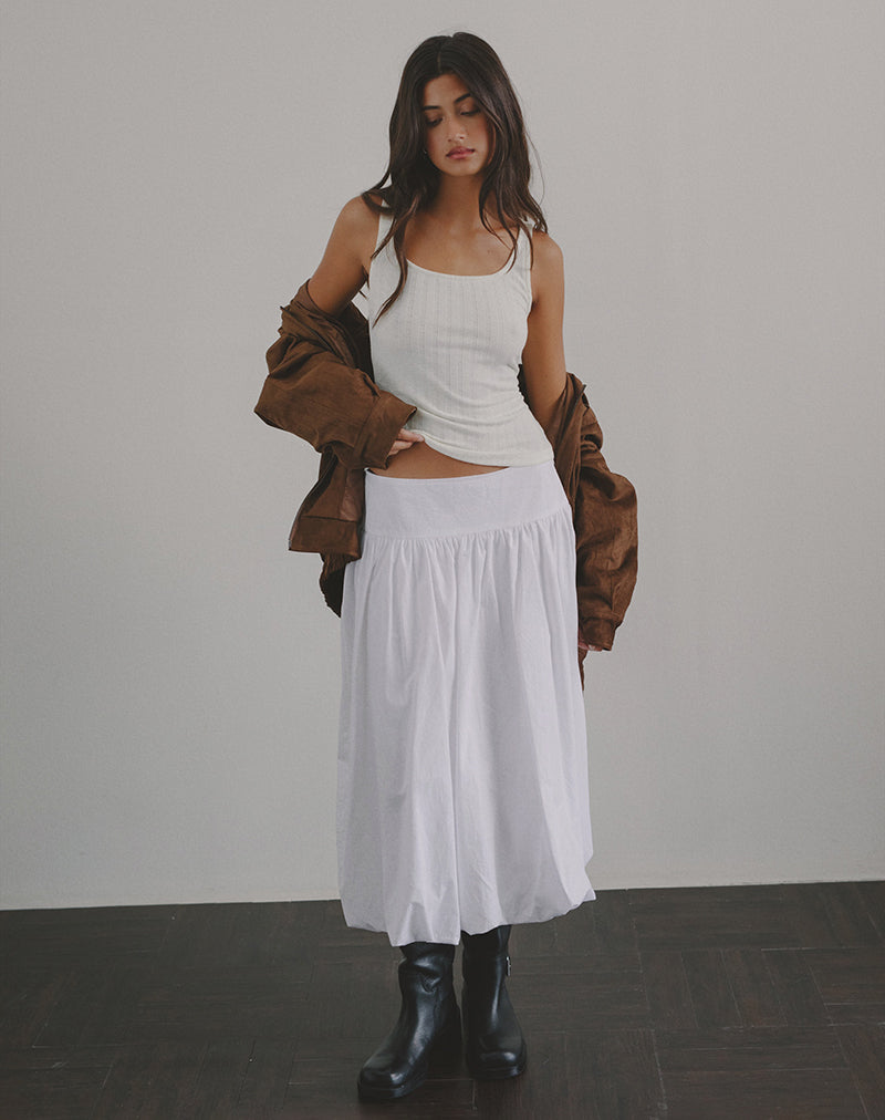 Kiyono Maxi Skirt in Poplin White