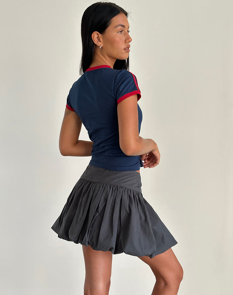 image of Kiyowo Puffball Mini Skirt in Charcoal Grey