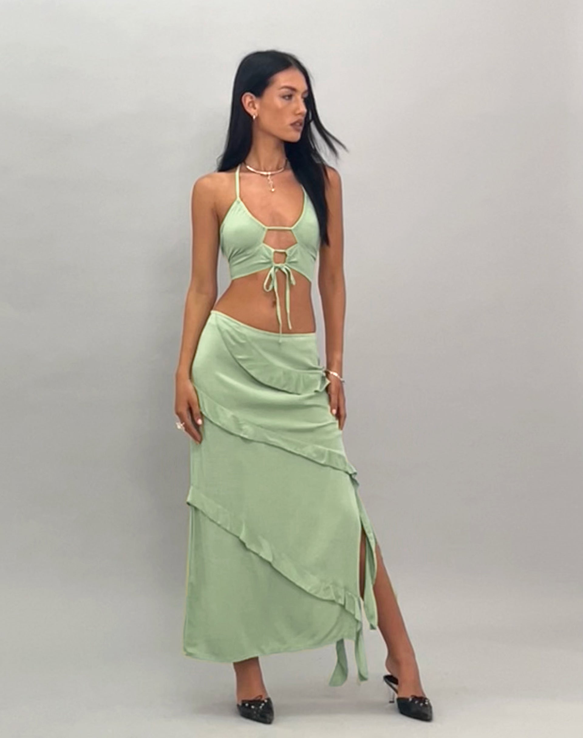 Green maxi 2024 skirt near me