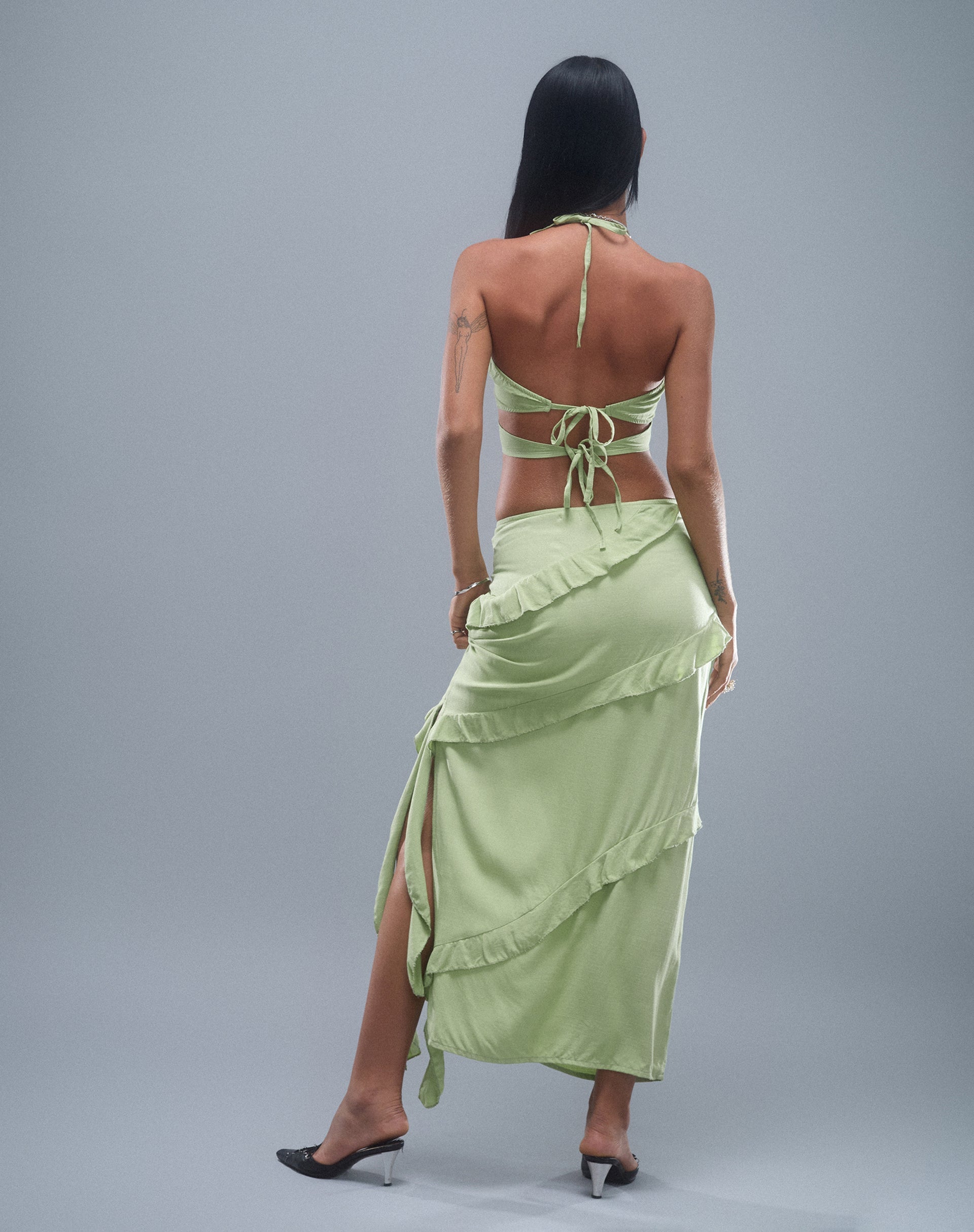 Sage green outlet maxi skirt