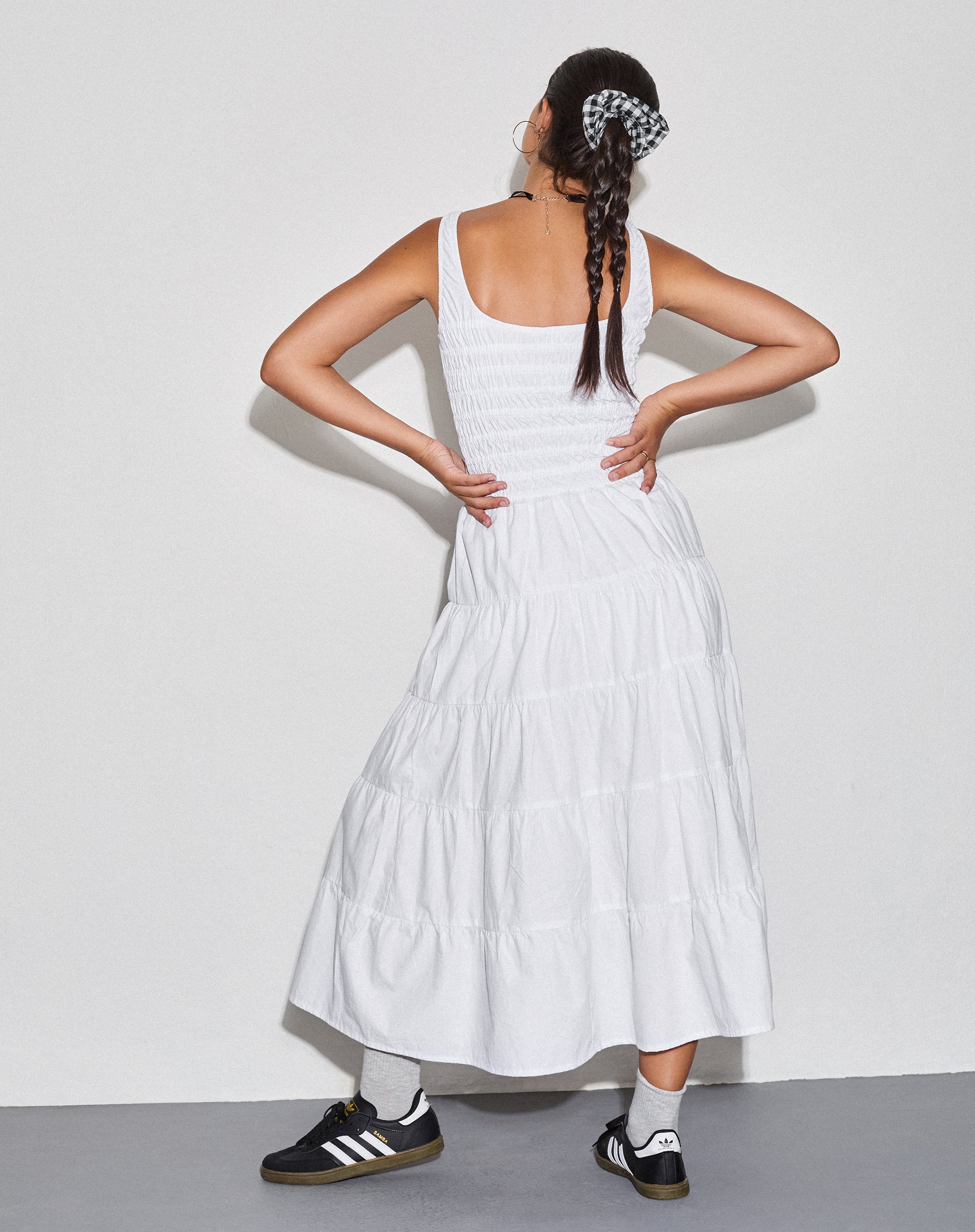 Image of Koizumi Tiered Maxi Dress in Poplin White