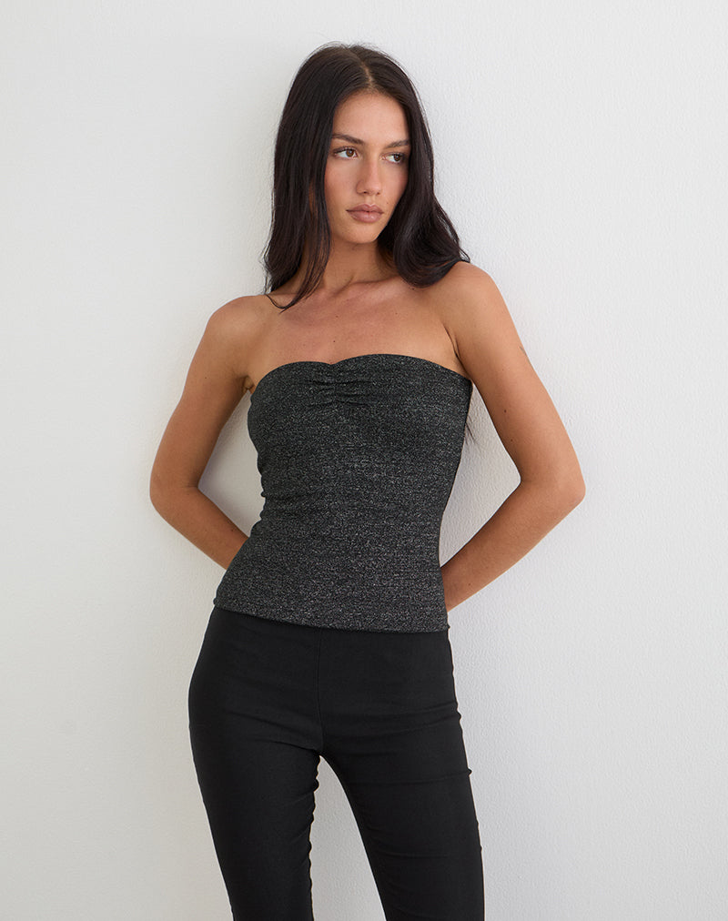 Image of Kolisa Ruched Bust Top in Black