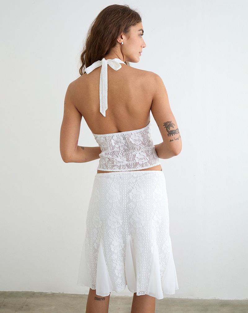 White Lace Floral Halterneck Top | Kopa – motelrocks-com-us