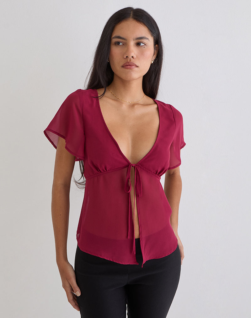 Kota Chiffon Blouse in Burgundy