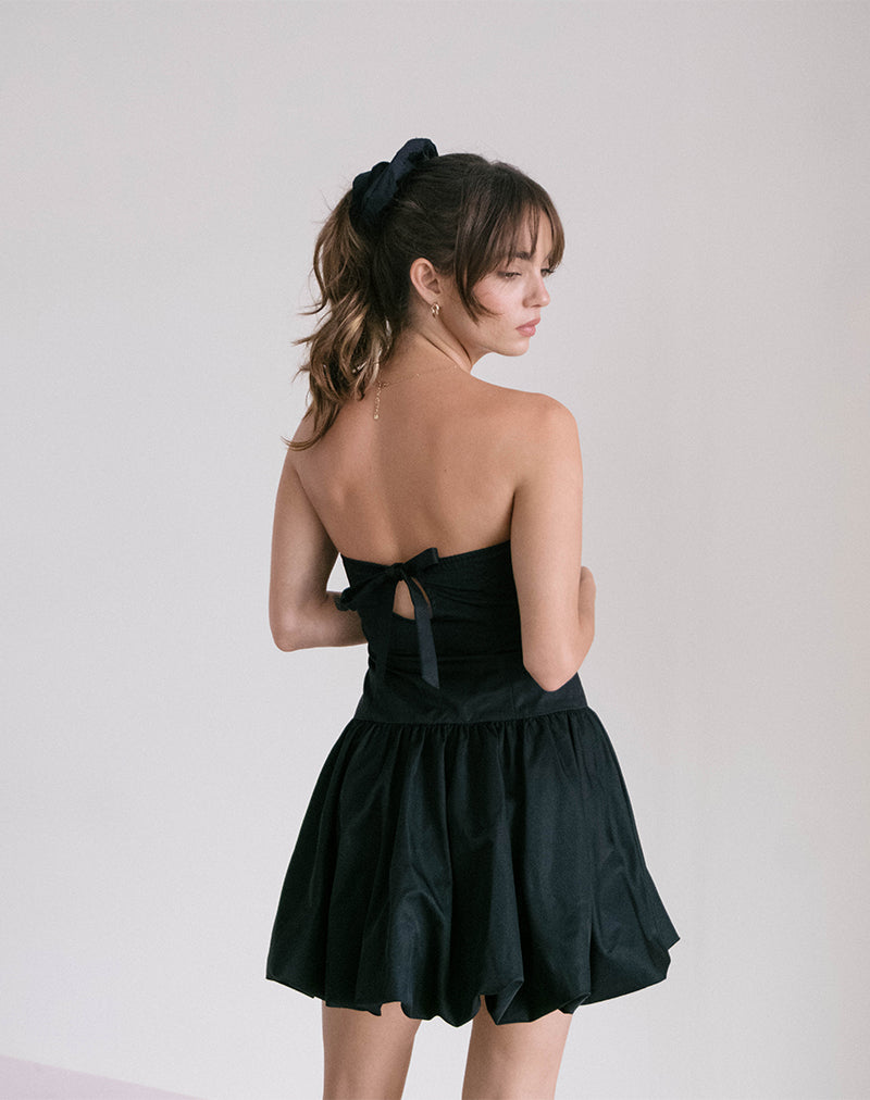 Krayofa Puffball Mini Dress in Black