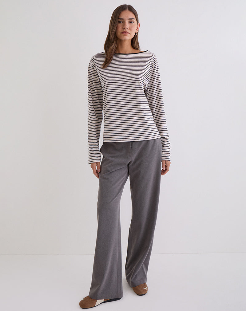 Image of Kumiko Long Sleeve Top in Jersey Grey and Black