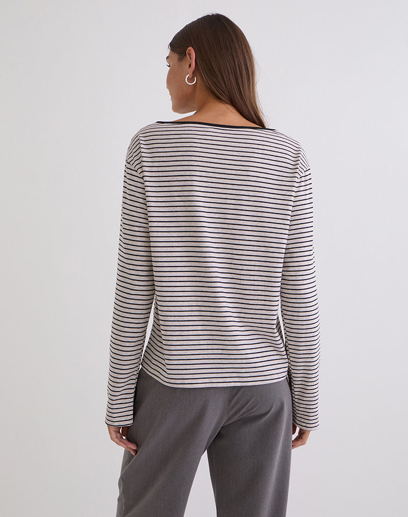 Image of Kumiko Long Sleeve Top in Jersey Grey and Black