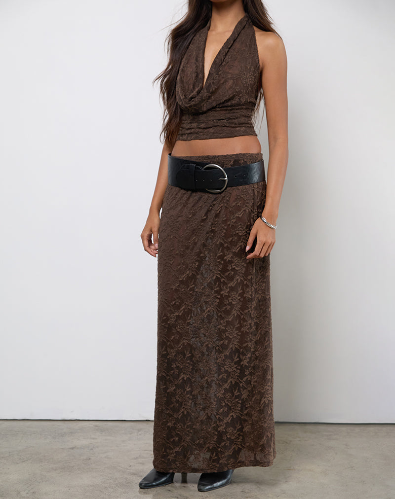 Image of Tulus Skirt in Jacquard Knit Dark Brown