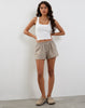 Image of Laboxe Brief Shorts in Taupe Check