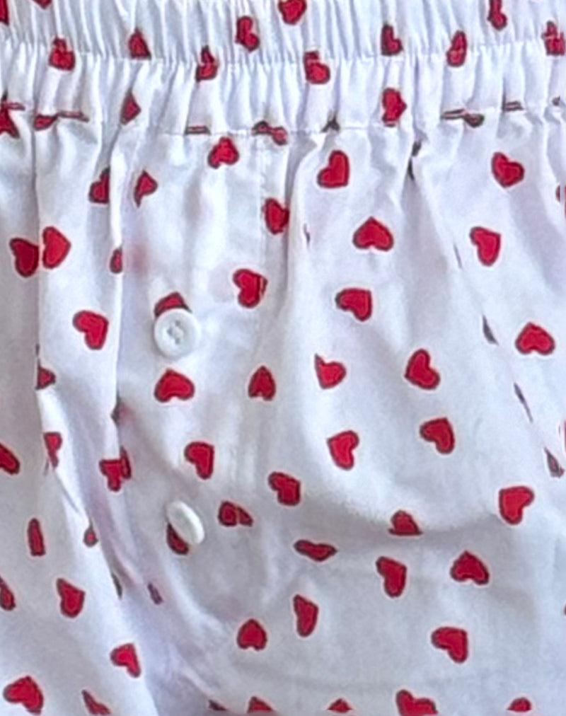 Laboxe Shorts in White Red Hearts