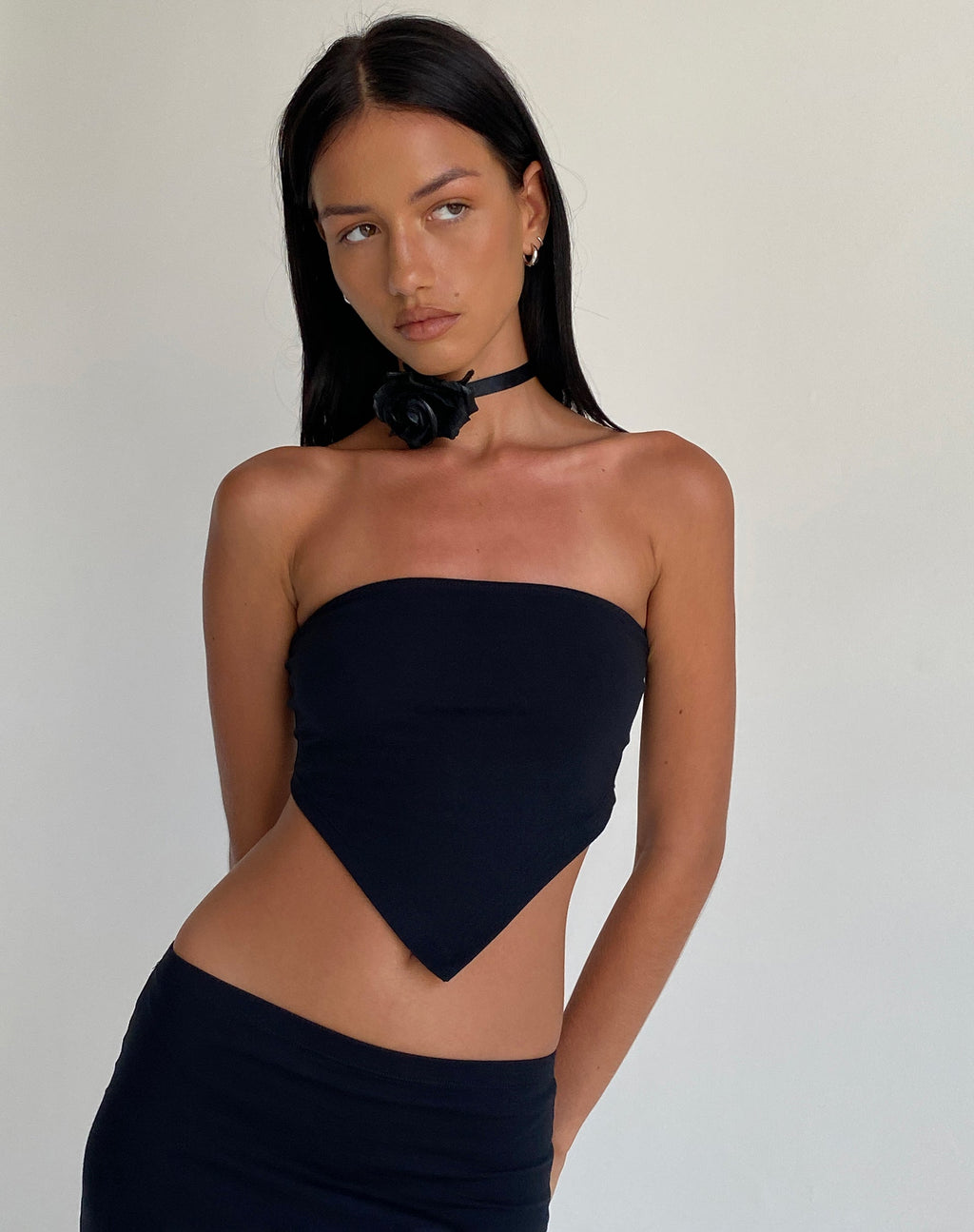 Ladshe Bandeau Top in Lycra Black