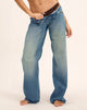 Image of Low Rise Parallel Jean in Sea Green