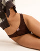 Image of Adrienne Thong in Jersey Chocolate with Pink Bow