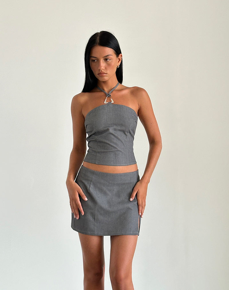 Image of Pamela Mini Skirt in Tailoring Charcoal