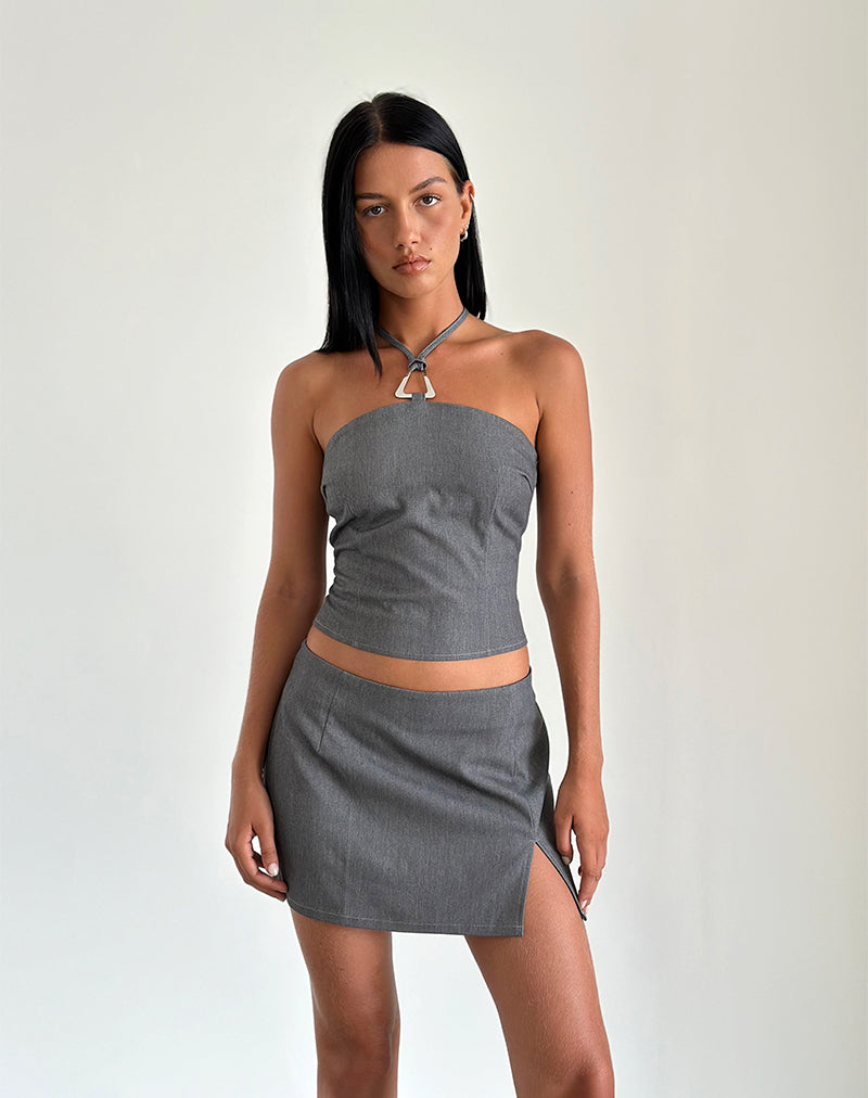 Image of Pamela Mini Skirt in Tailoring Charcoal