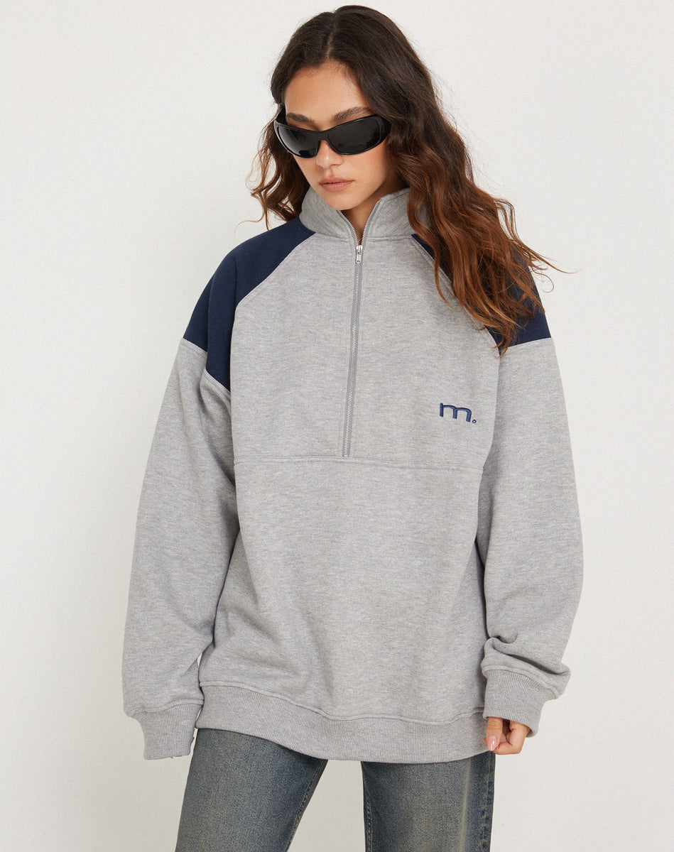 Grey Marl Navy Sweatshirt | Laksa – motelrocks-com-us