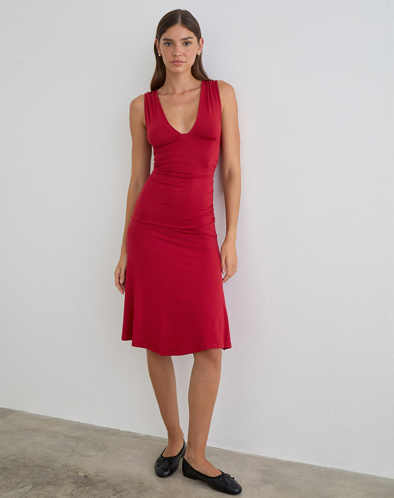 Image of Laluma Midi Dress in Adrenaline Red