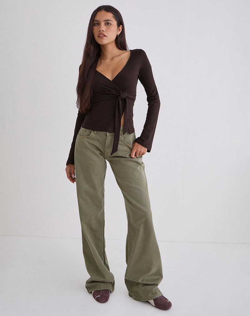 Image of Lamae Wrap Top in Bitter Chocolate