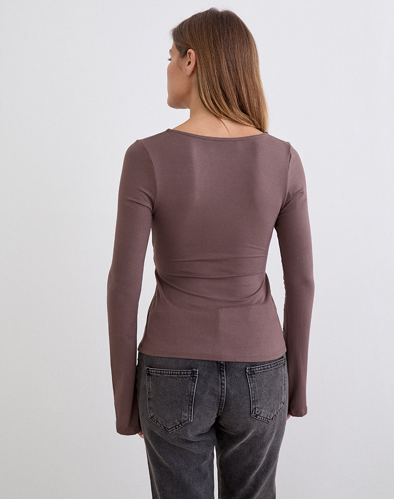 Image of Lamae Wrap Top in Deep Taupe