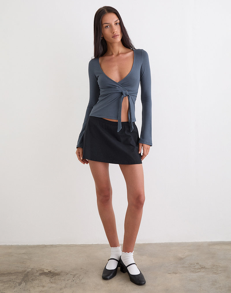 Lamae Wrap Top in Ocean Storm