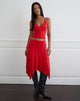 Image of Samaria Gathered Midi Skirt in Cupro Red