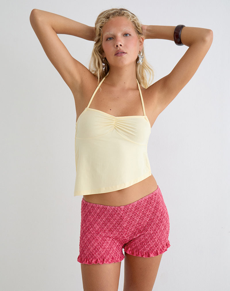 Ritala Shirred Micro Short in Tilted Check Pink