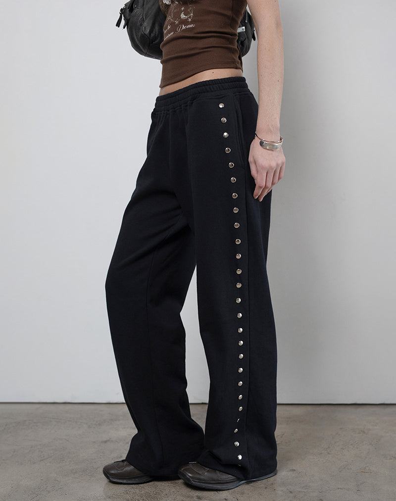 Lark Loose Fit Joggers in Black with Studs