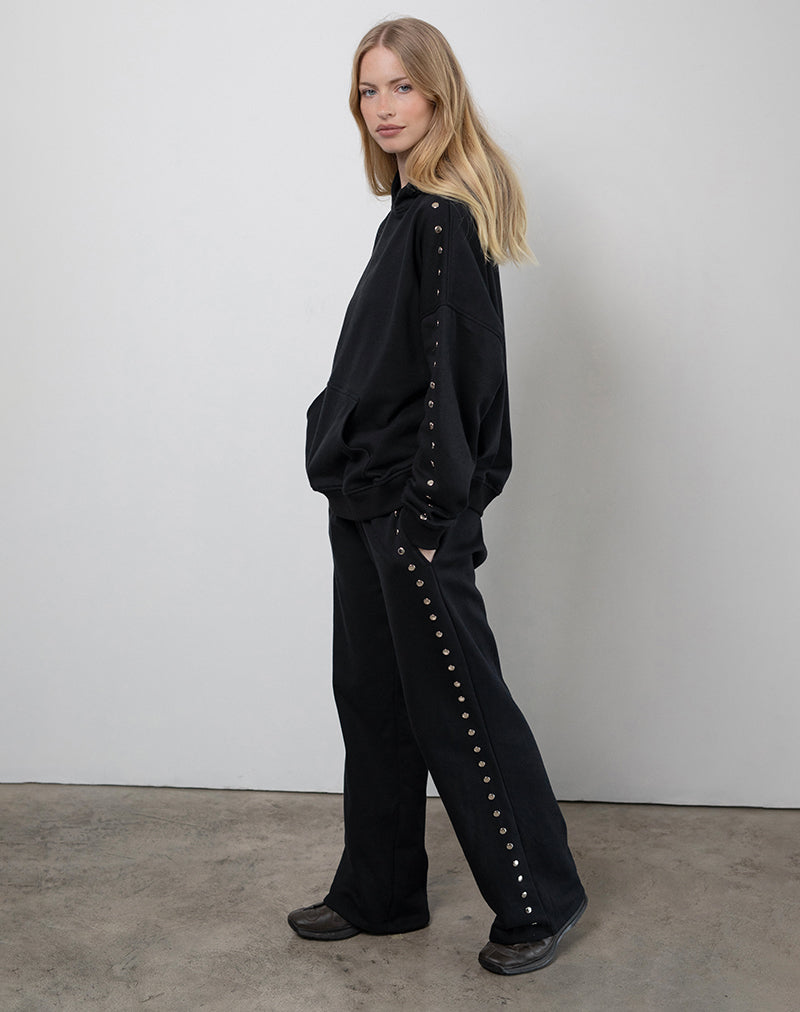 Black Loose Fit Joggers with Studs | Lark – motelrocks-com-us