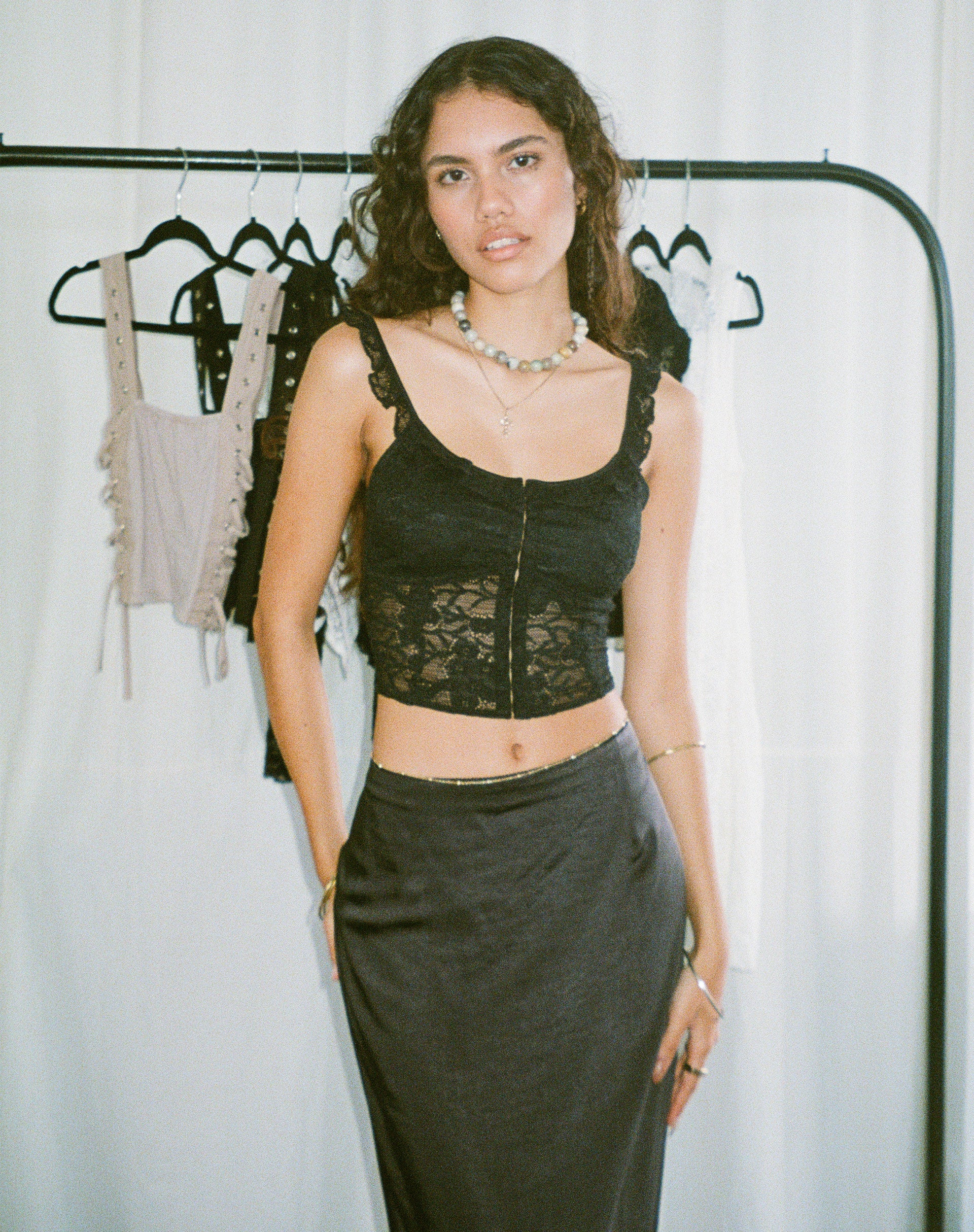 Lace Black Corset Crop Top | Laru – motelrocks-com-us