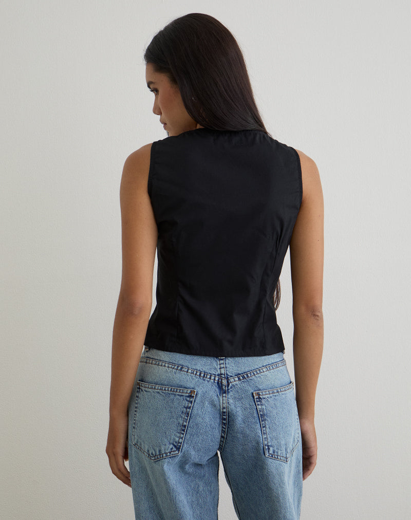 Lasily V Neck Corset Top in Black