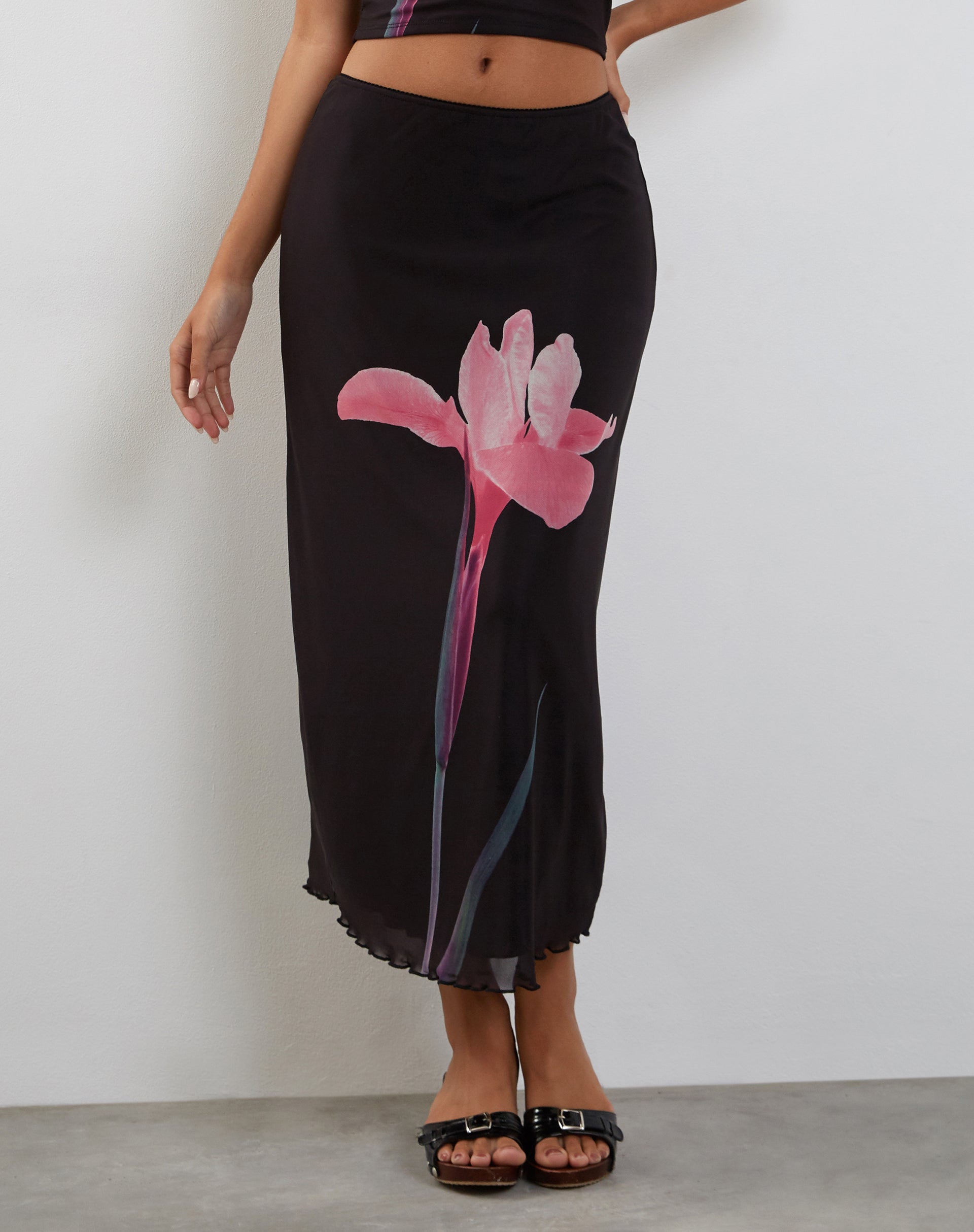 Placement | – Lassie Pink Midi Skirt motelrocks-com-us Flower