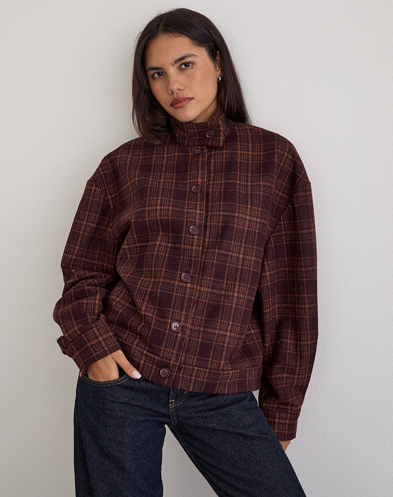Image of Lastika Jacket in Check Dark Burgundy