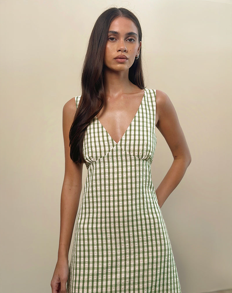 Green Check Midi Dress | Lavisha – motelrocks-com-us