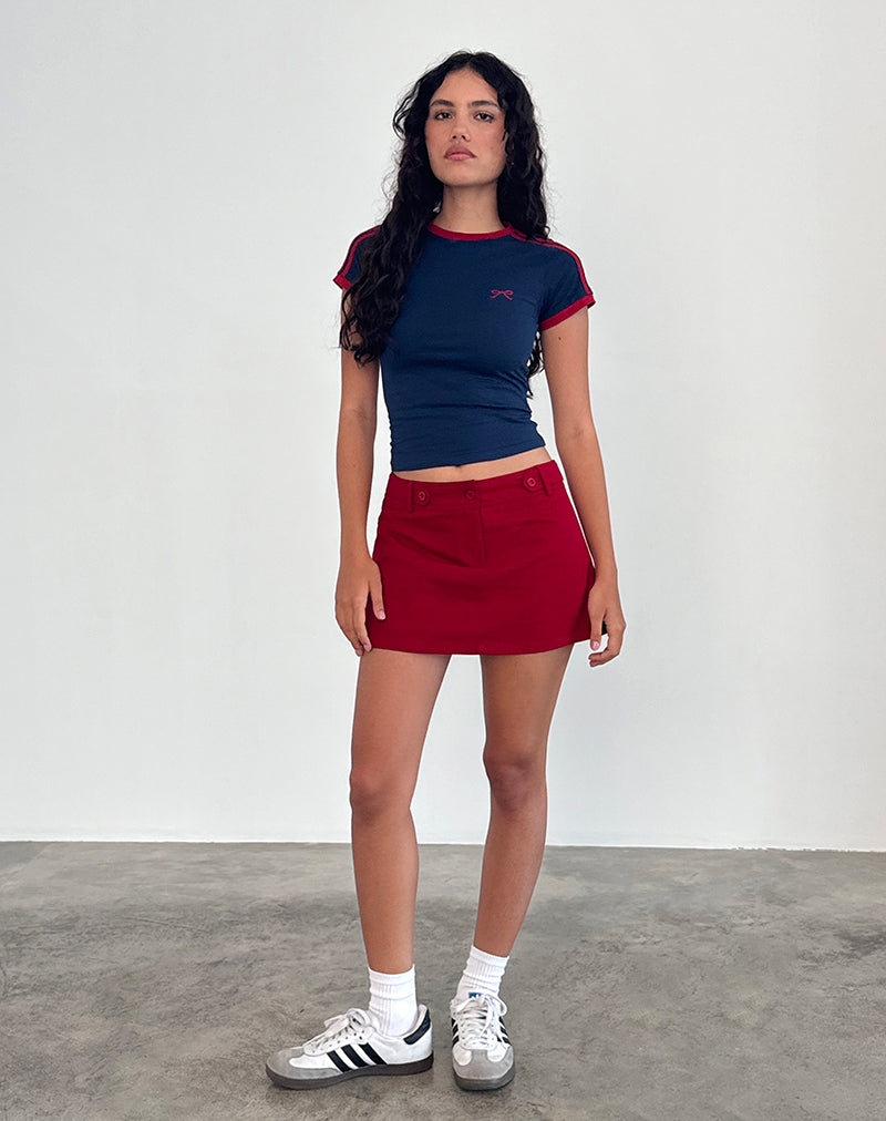 Mini red skirt style best sale