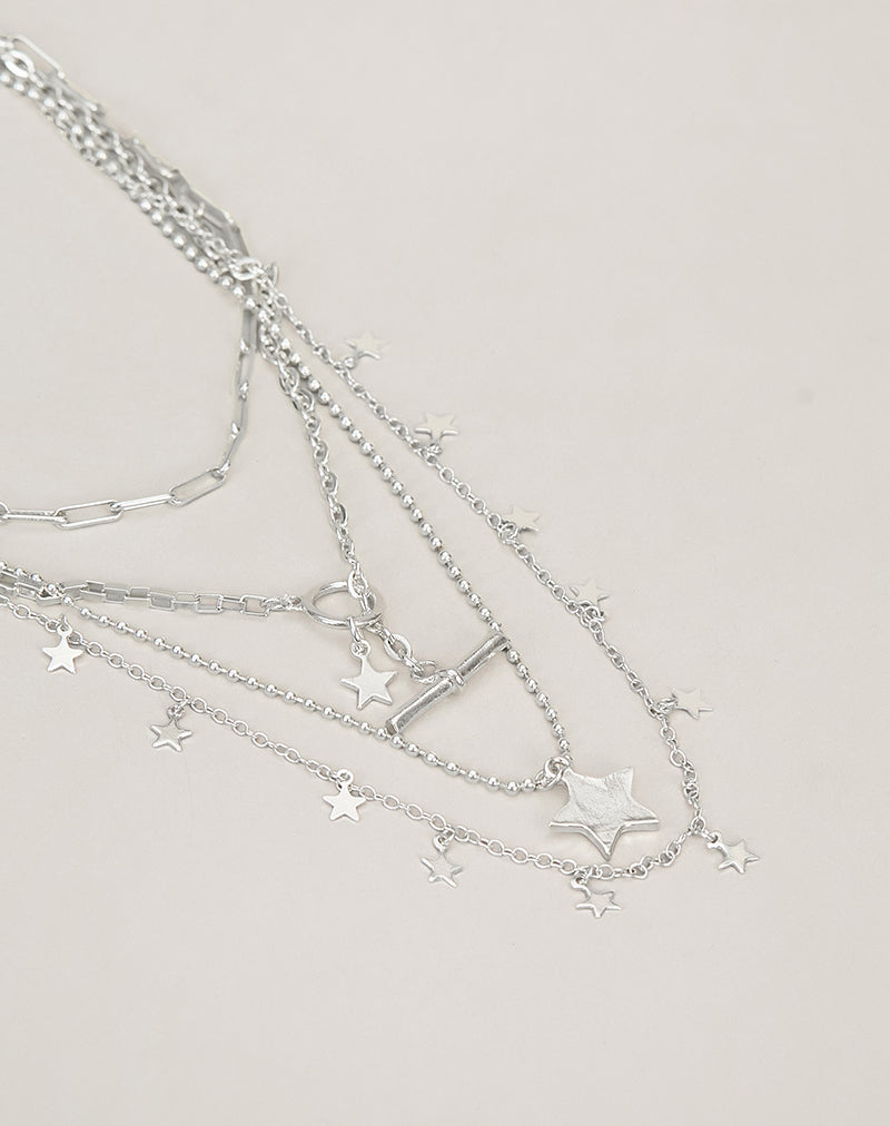 Silver Plated Star Layer Necklace