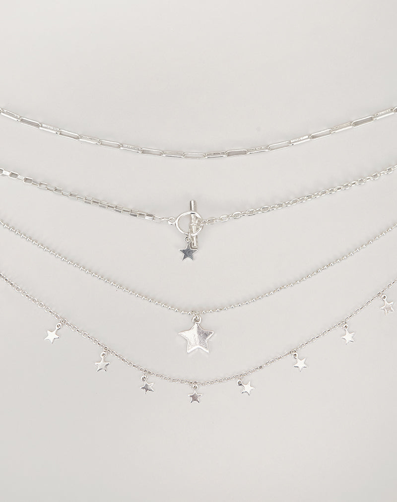 Image of Image of Silver Plated Star Layer Necklace