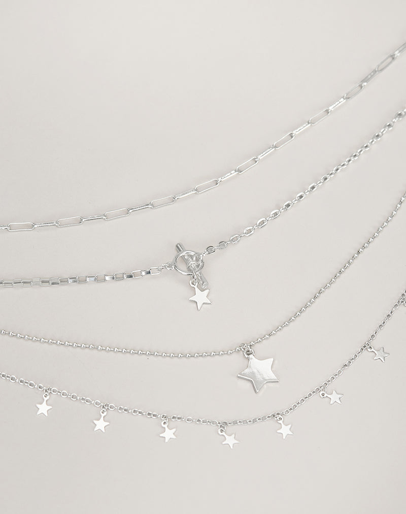 Image of Image of Silver Plated Star Layer Necklace