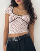 Image of Laz Top in Cherry Pink Sketch Print