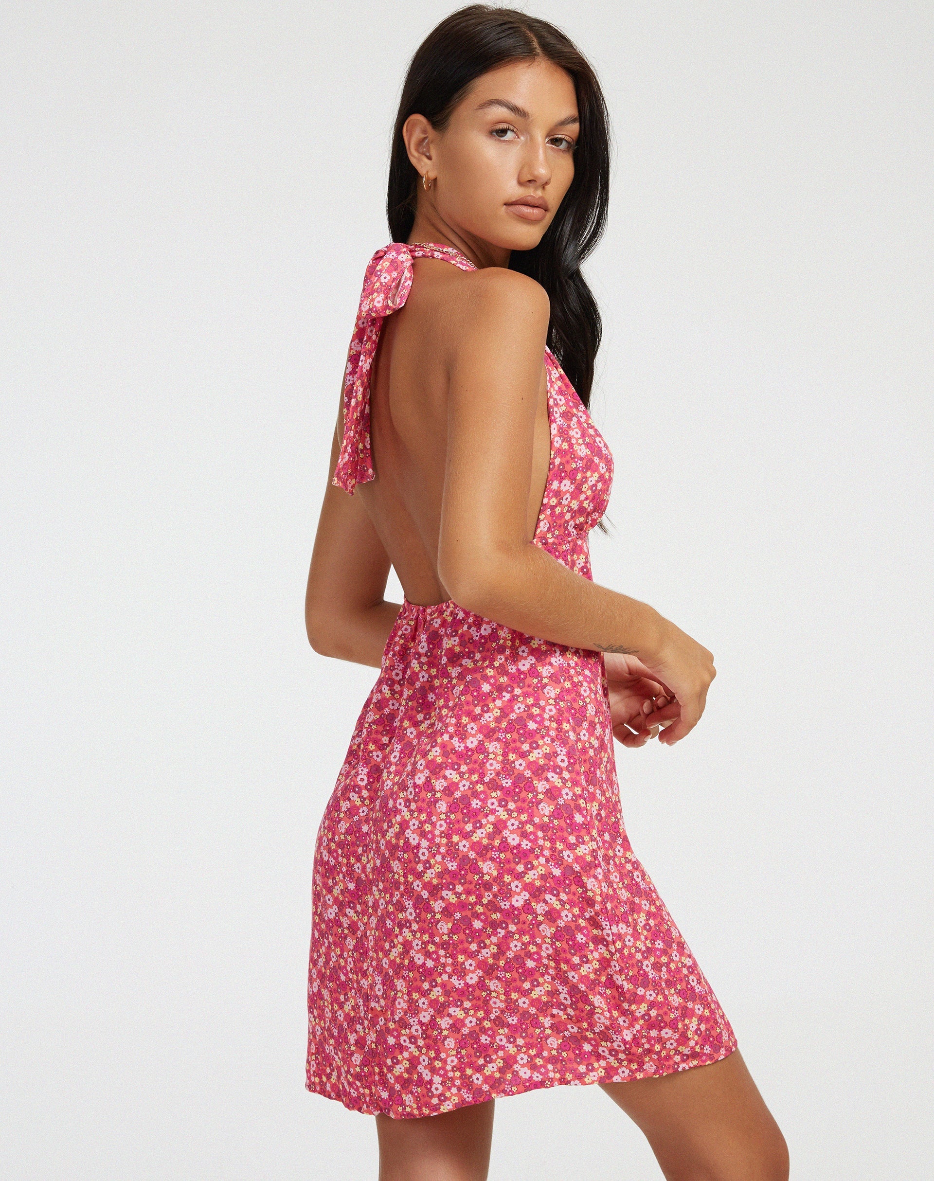 image of Leana Mini Dress in Ditsy Floral Pink