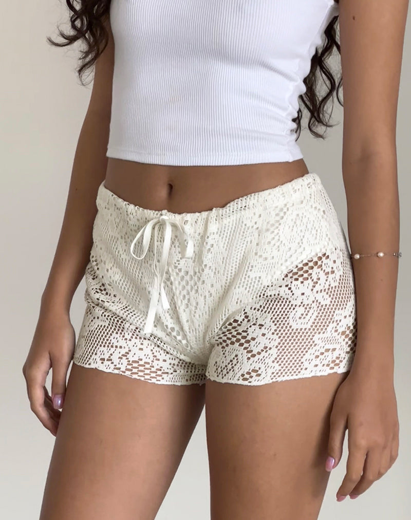 Ivory Crochet Micro Shorts | Leda – motelrocks-com-us