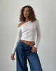 Image of Ledez Asymmetric Slouchy Top in White Tissue Jersey